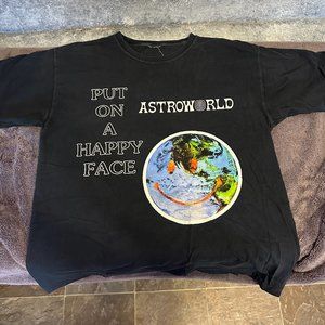 Travis Scott Astroworld Put On A Happy Face Down To Earth T Shirt